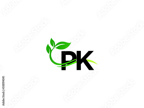 Organic PK Logo Leaf Icon, Nature Pk kp Green Leaf Logo Image Design For Any Type Of Business