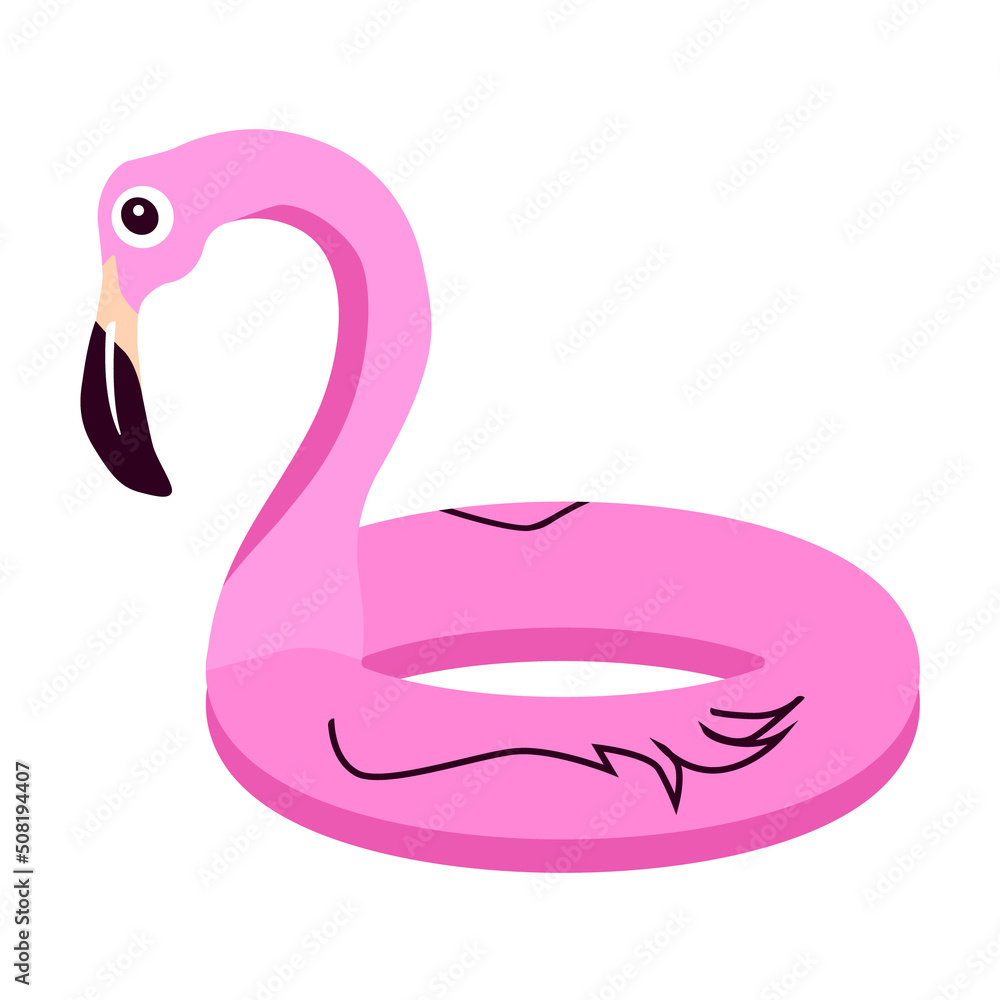 Inflatable pink flamingo,swimming circle isolated on a white background.Vector illustration for summer designs,textiles, postcards. Inflatable pink flamingo,swimming circle isolated on a white background.Vector illustration for summer designs,textiles, postcards.