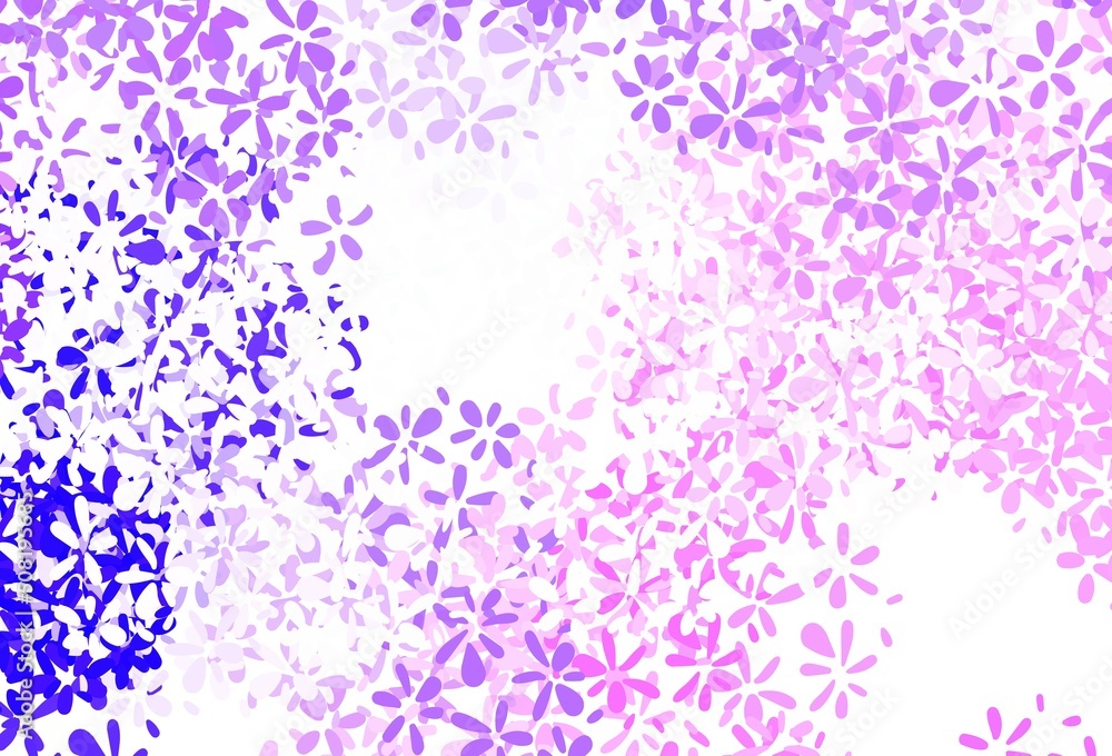 Light Purple, Pink vector doodle texture with leaves.