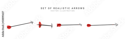Set of realistic arrows. Vector illustration