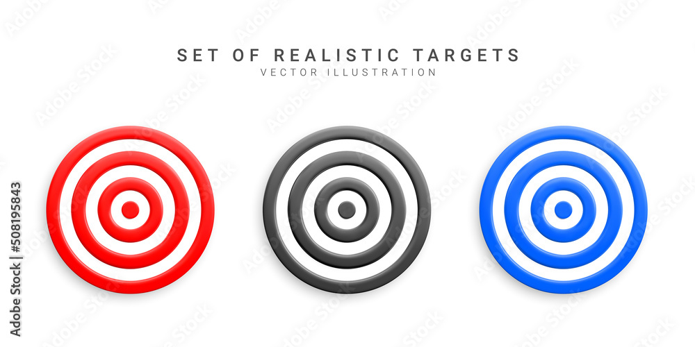 Set of realistic targets. Targets for shooting arrows and darts. Vector illustration Set of realistic targets. Targets for shooting arrows and darts. Vector illustration