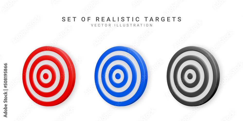 Set of realistic targets. Targets for shooting arrows and darts. Vector illustration