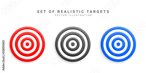 Set of realistic targets. Targets for shooting arrows and darts. Vector illustration