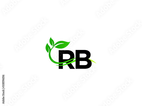 Letter RB Logo Letter, Colorful Rb br Green Leaf Logo Icon Vector Image Design