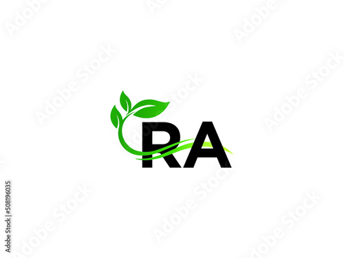 Letter RA Logo Letter, Colorful Ra ar Green Leaf Logo Icon Vector Image Design