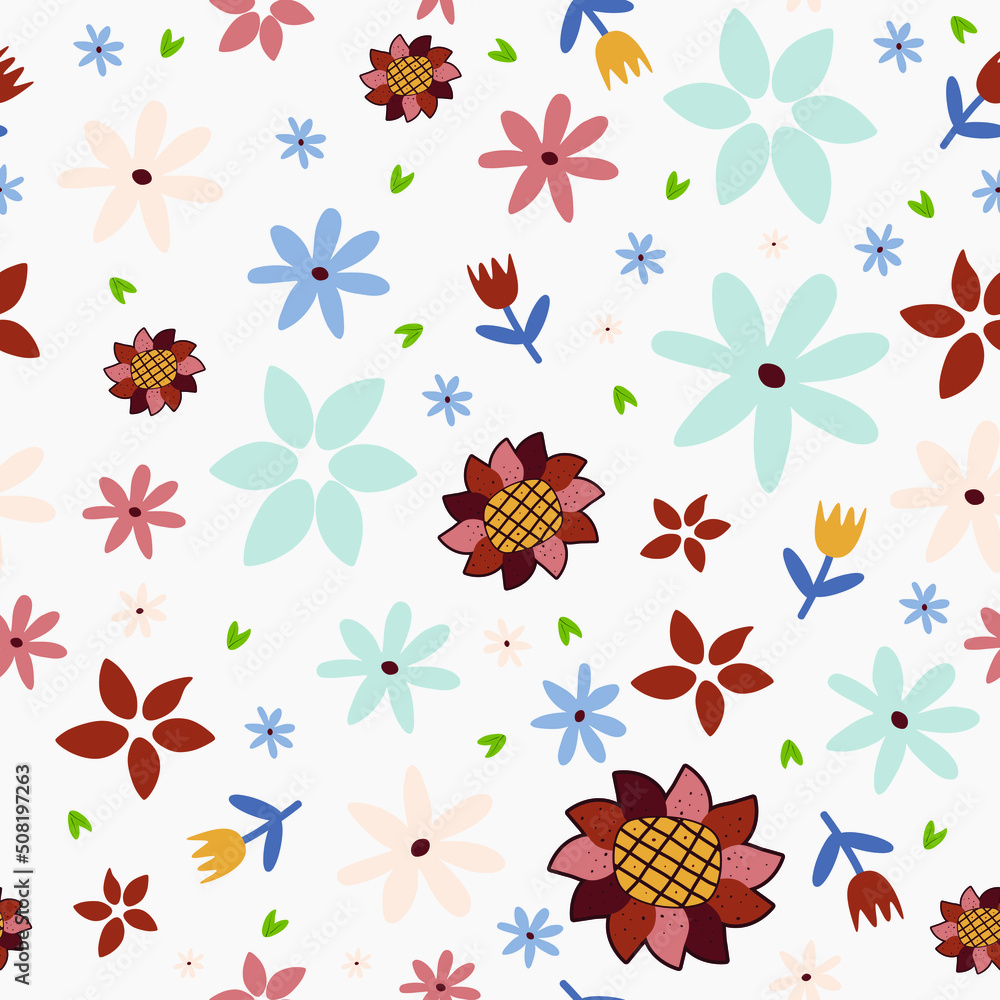Obraz premium Seamless pattern with abstract flowers.