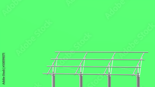 3D illustration of photovoltaic power station.3D rendering on green background.
