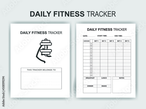 KDP Interior Design - Daily Fitness Tracker Interior  - Printable Low-Content Books, Organizer, Planner, Notebook, Diary
