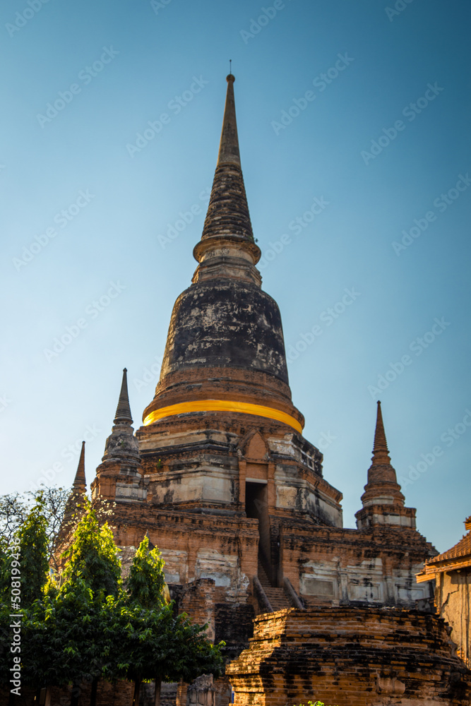Fototapeta premium Wat Yai Chai Mongkhon temple ruin in Ayutthaya, Thailand