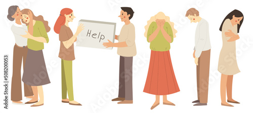 Sad people. People are in despair. Vector images of people.