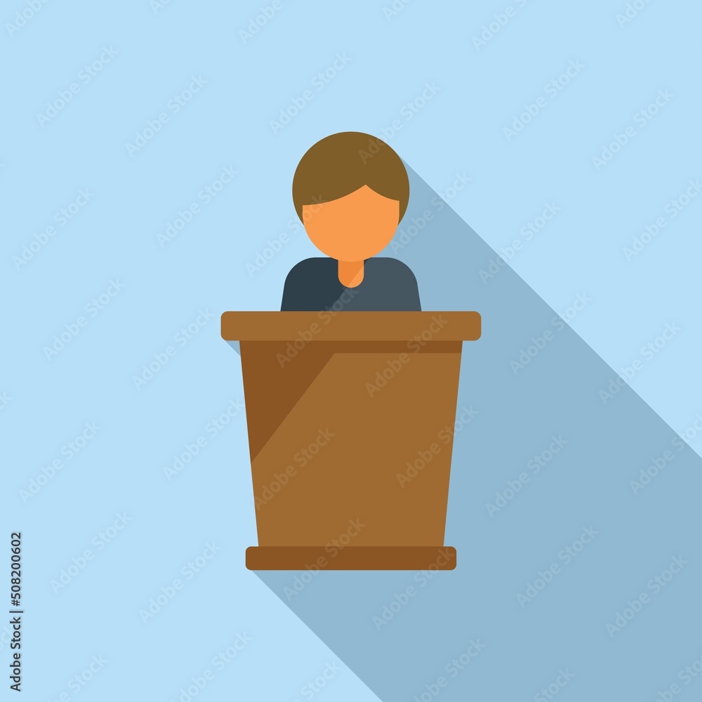 Forum speaker icon flat vector. People meeting Forum speaker icon flat vector. People meeting