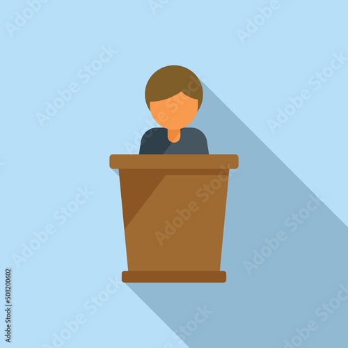 Forum speaker icon flat vector. People meeting