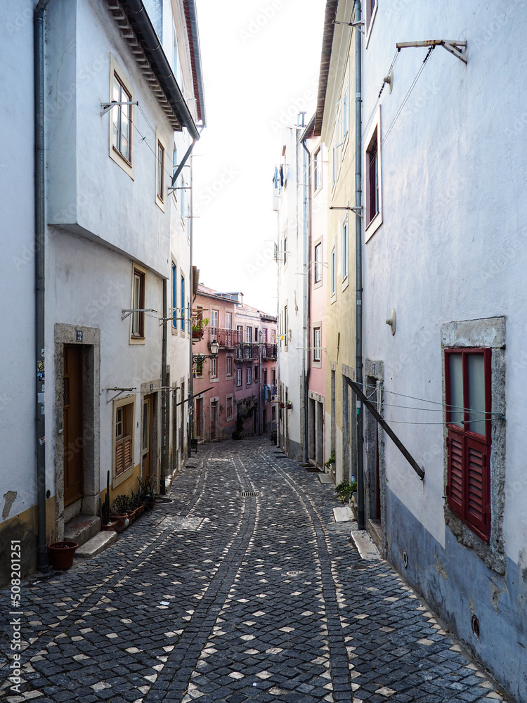 Fototapeta premium typical houses and street in Lisbon, Portugal