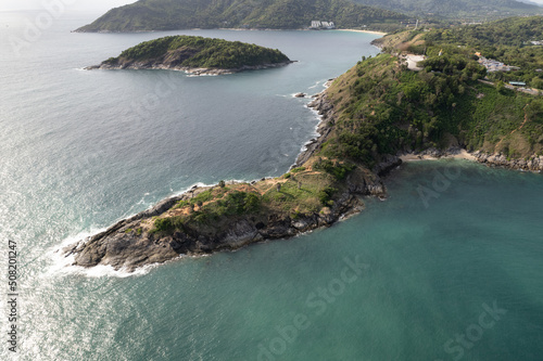 Aerial view Phomthep or Promthep cave icon of Phuket, Thailand. Aerial view Phromthep cave view point at Phuket,