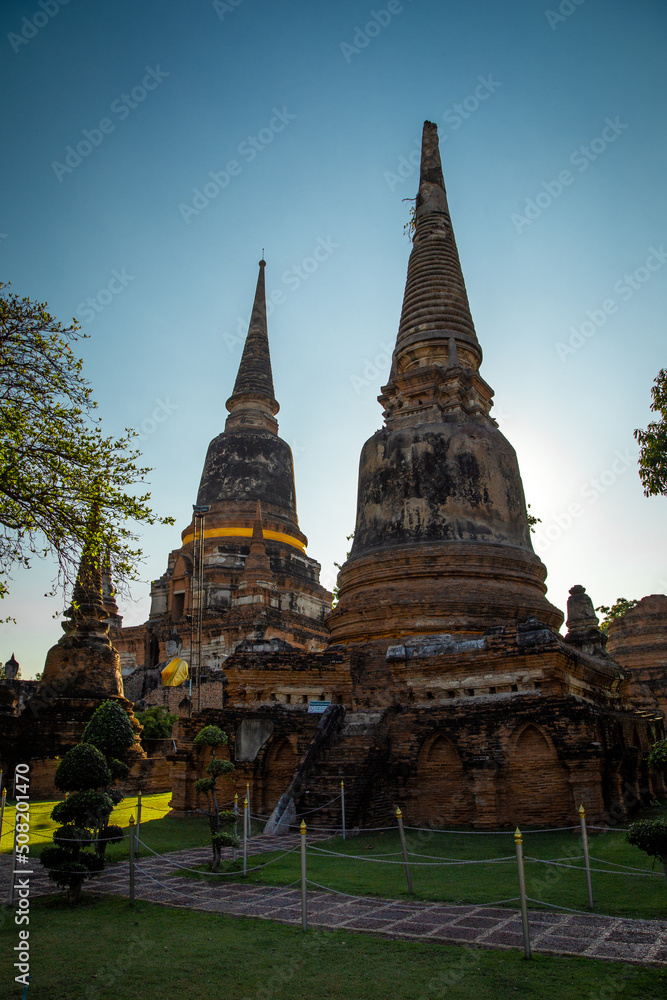 Fototapeta premium Wat Yai Chai Mongkhon temple ruin in Ayutthaya, Thailand