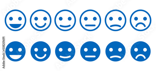 Emoji faces.Set of Emoji icon.Feedback sign.Emoticons.Simple emoticons line icons.Mood.Smile icons