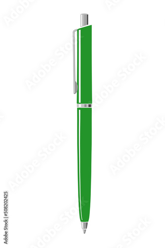 Green metallic pen isolated on white background photo