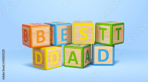 3d best dad wooden letter blocks