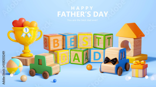 3d Father’s Day toy block template