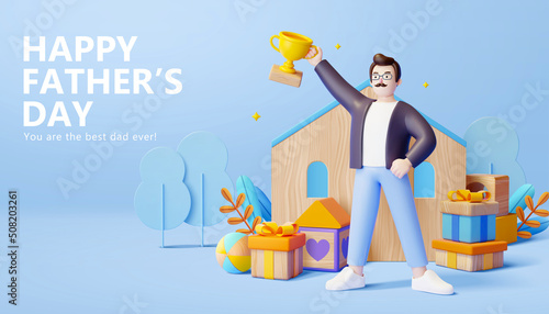 3d warm father's day greeting card