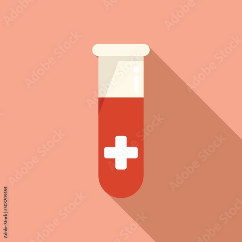 Medical test tube icon flat vector. Donate help