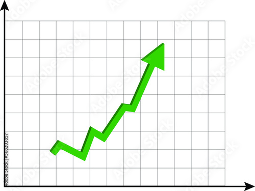business graph showing growth. on white background