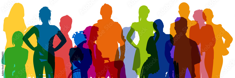 Obraz premium Oberkörper Silhouetten von vielen Generationen als Bevölkerung