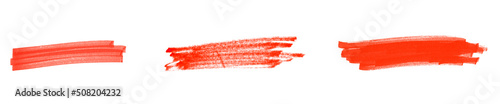 Farbstreifen gemalt mit Pinsel oder Stift in rot als Hintergrund