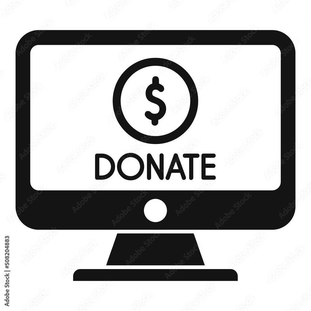 Donate online monitor icon simple vector. Charity help Donate online monitor icon simple vector. Charity help