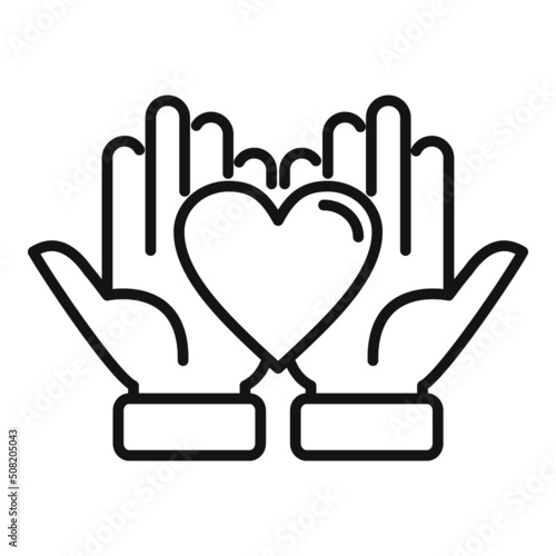 Keep care icon outline vector. Donate help