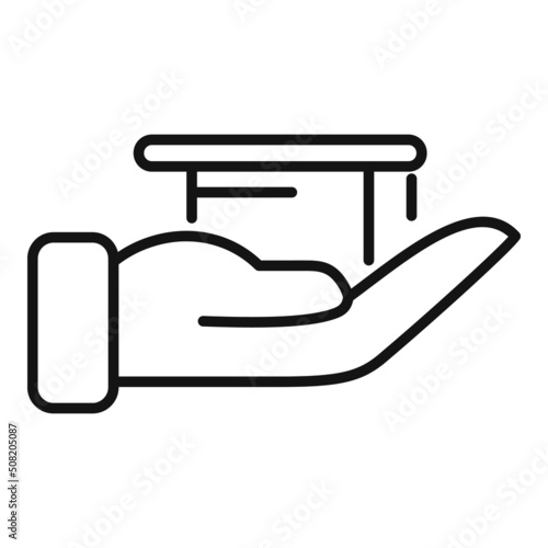 Charity graduation icon outline vector. Help hand