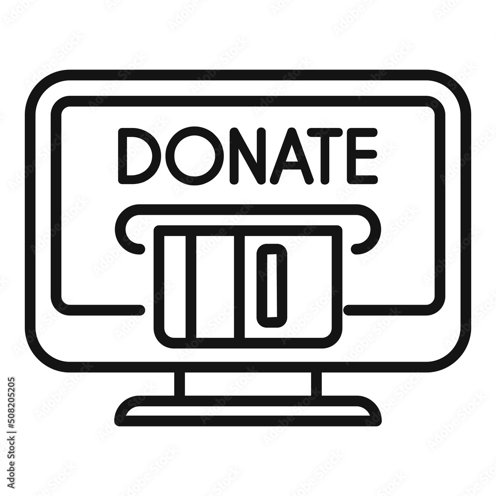 Donate online money icon outline vector. Charity help