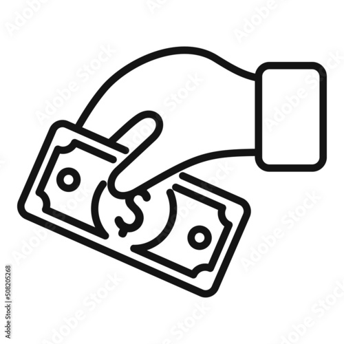 Take cash charity icon outline vector. Donate help