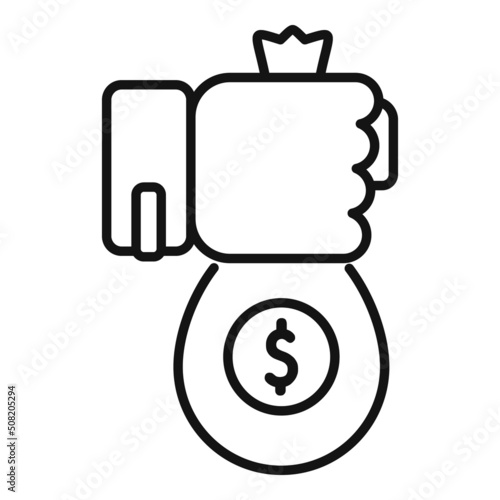 Charity money bag icon outline vector. Donate help