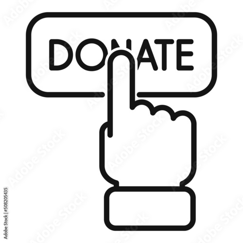 Donate click button icon outline vector. Charity help