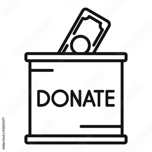 Donate money box icon outline vector. Charity help