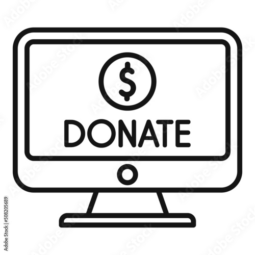 Donate online monitor icon outline vector. Charity help