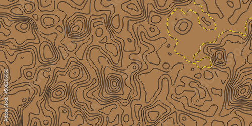 Topographic map background concept. Vector abstract illustration. Geography concept. The stylized height of the topographic map contour in lines and contours on paper background.