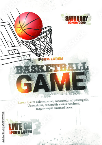 basketball creative setch vector flyer illustration on abstract design.
