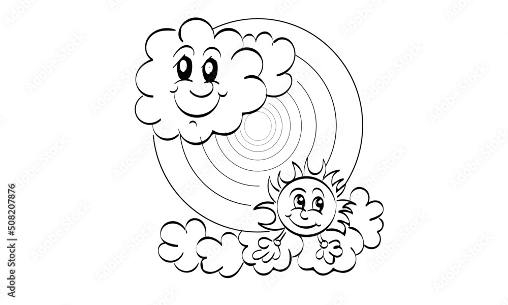 Rainbow coloring page. Easy to print weather coloring page for kids ...