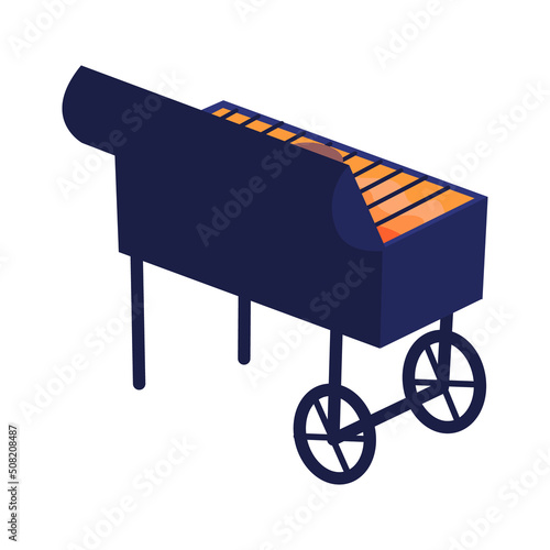 Grill semi flat color vector object. Full sized item on white. Preparing food outdoor. Home backyard party and picnic simple cartoon style illustration for web graphic design and animation