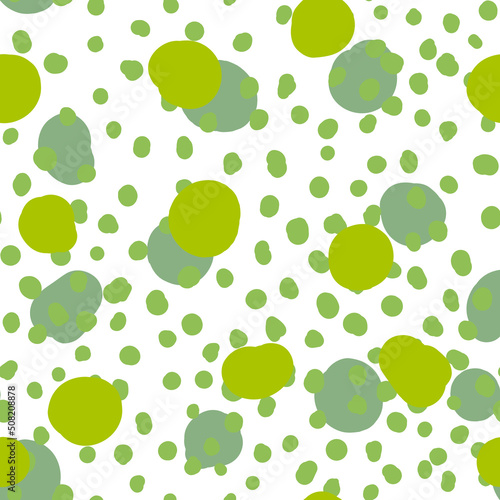 Abstract hand drown polka dots background. White dotted seamless pattern with color circles. Template design for invitation, poster, card, flyer, textile, fabric