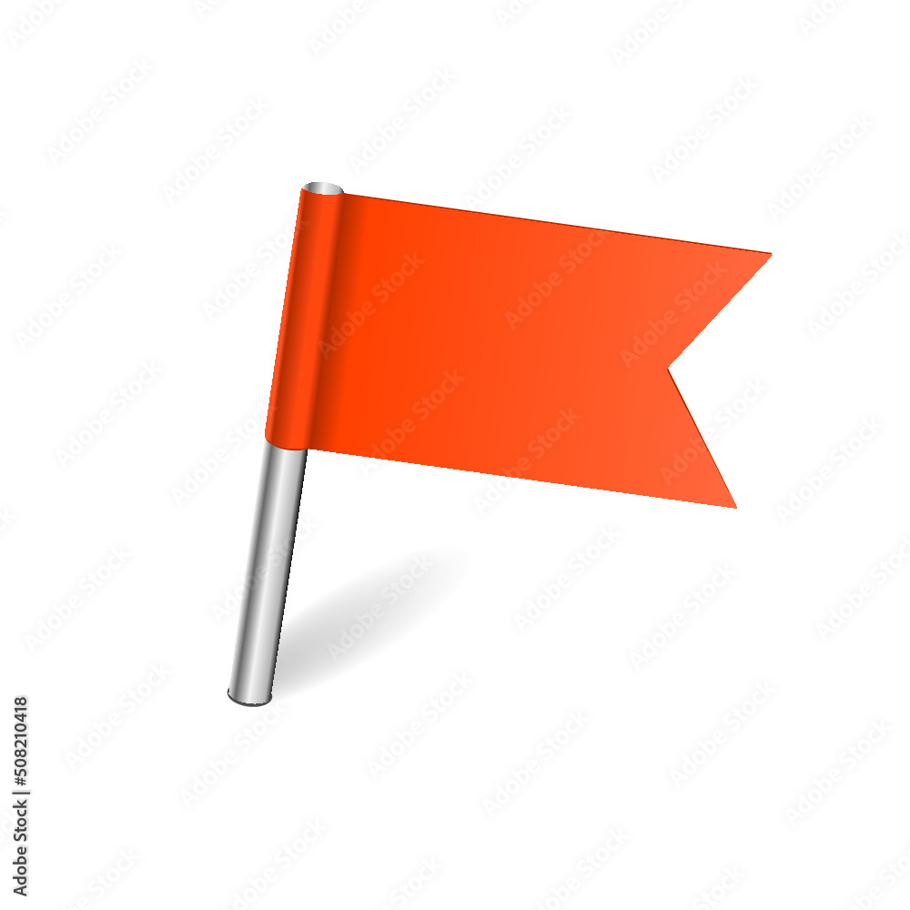 Orange flag map pin isolated on a white background Orange flag map pin isolated on a white background