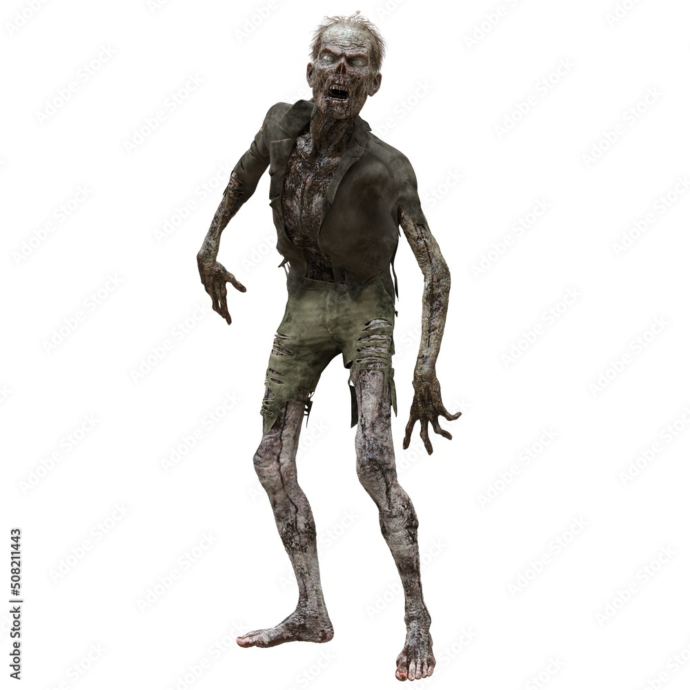 Zombie male isolated white background 3d illustration Zombie male isolated white background 3d illustration