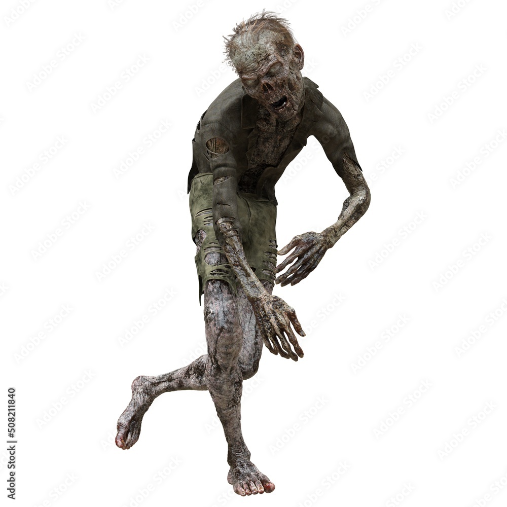 Zombie male isolated white background 3d illustration Zombie male isolated white background 3d illustration