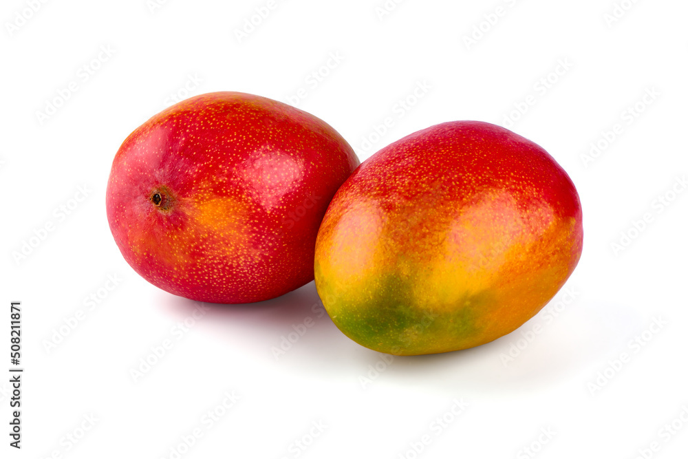 Juicy ripe Mango fruit, close-up, isolated on white background. Juicy ripe Mango fruit, close-up, isolated on white background.