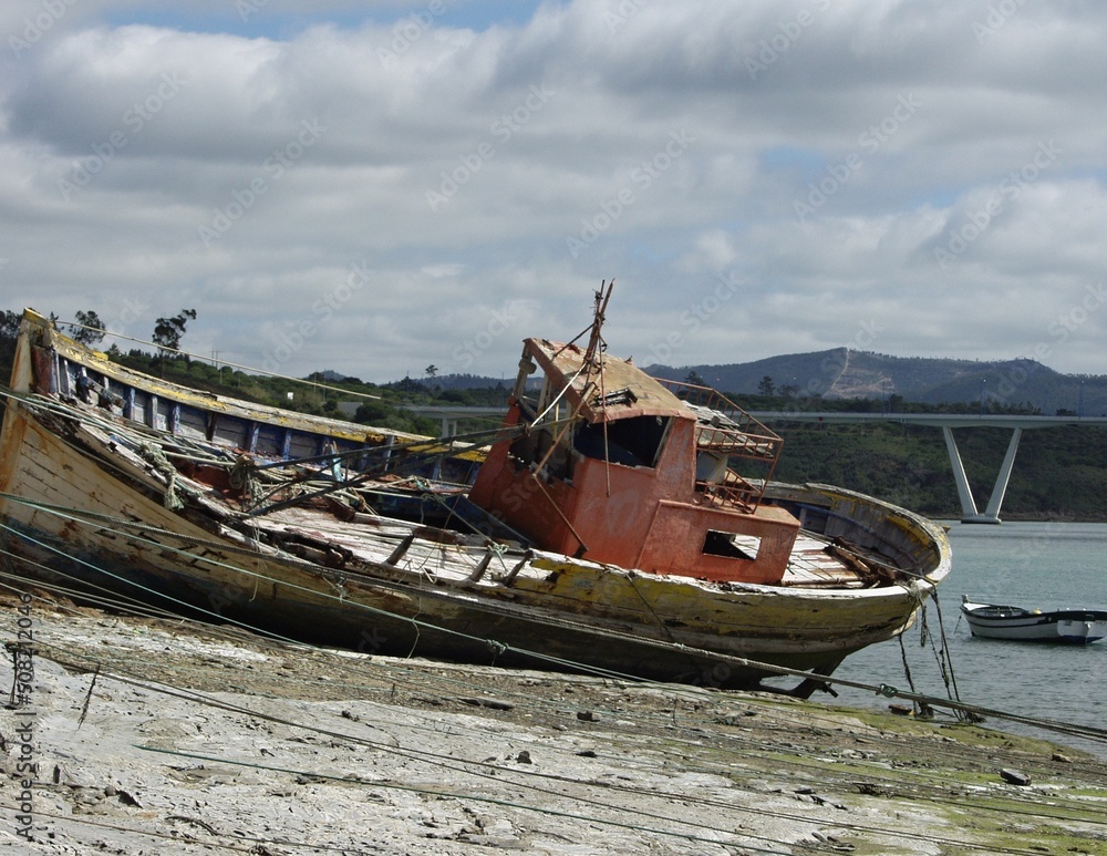 Dilapidated fishing boat in Foz de Mira, Alentejo - Portugal 