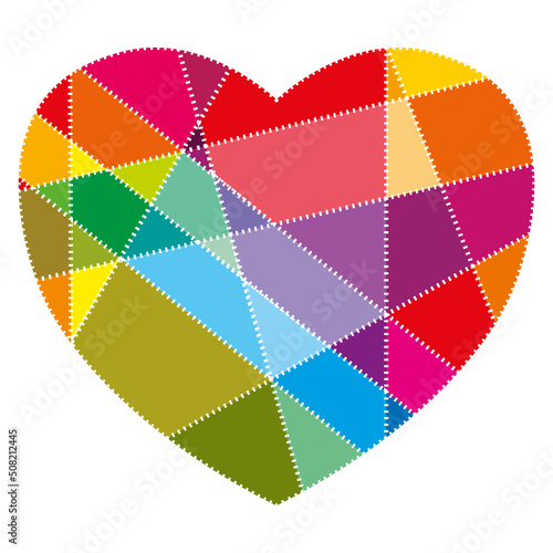 Colorful vector heart mosaic patchwork. Modern love concept.	