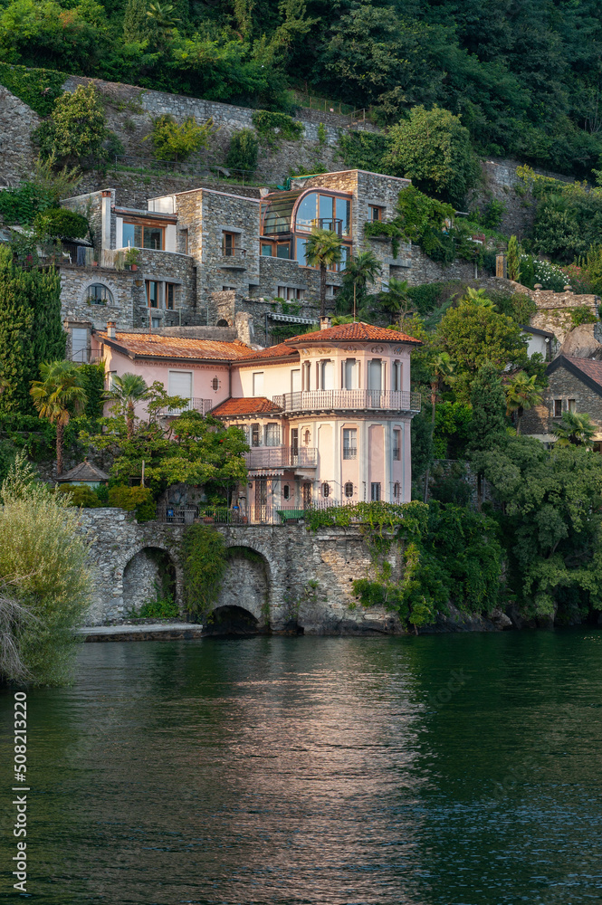 Villas on the shore of Lake Maggiore in Cannero Riviera in Italy