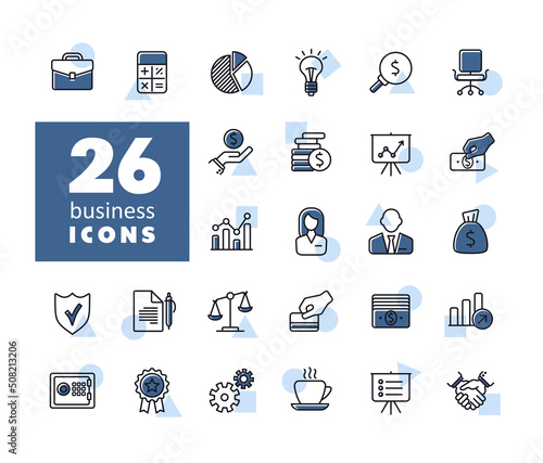 Business and finance web outline icon set